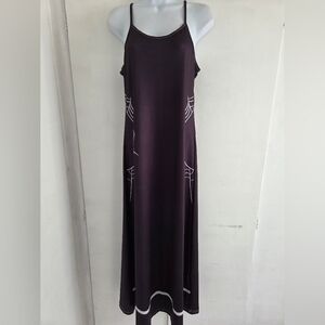 Black Spiderweb-Accent Slip Maxi Dress